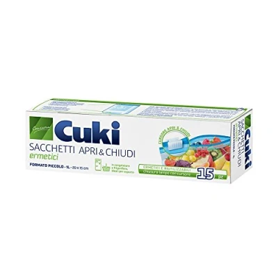 Obrázek Cuki Kleine luftdichte durchsichtige Beutel zum Öffnen und Schließen, 1 l, Packung mit 15 Stück