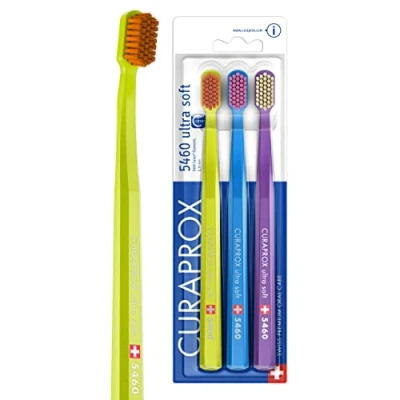 Obrázek Curaprox zubní kartáček sada CS 5460 3 balení Ultra Soft ruční pro dospělé se super měkkými štětinami CUREN zelená, modrá, fialová