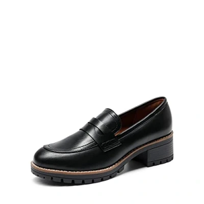 Obrázek DREAM PAIRS Dámské klasické Loafer pohodlné mokasíny Slippers business obuv se silnou podrážkou pro dámy, černá Pu