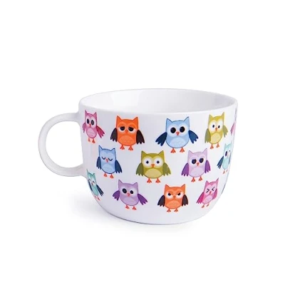 Obrázek Excelsa Gufo Jumbo hrnek sova, 450 ml, porcelán, bílý, kostní vícebarevný, 1 kus (balení ks)