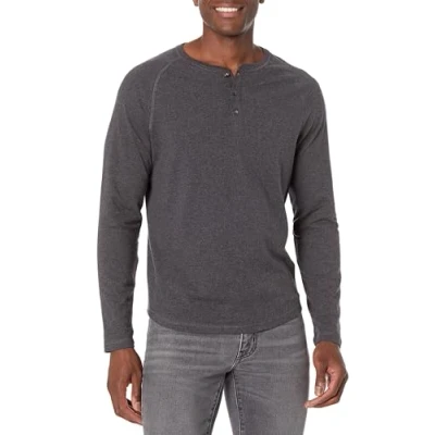 Obrázek Amazon Essentials Pánské tričko Henley S dlouhým rukávem, úzký střih, tmavě šedá melírovaná,