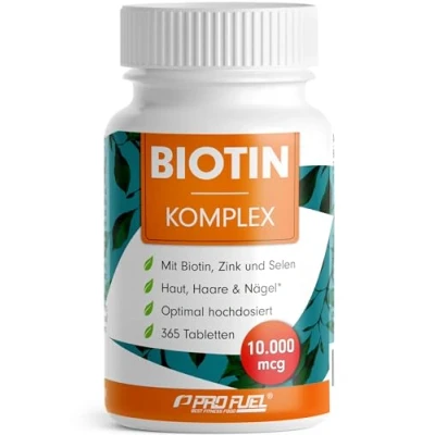 Obrázek Vysoké dávky biotinu 10 000 mcg růst vlasů, kůže a nehty biotin + zinek selen 365 tablet biotinový komplex 100% veganský laboratorně testováno s certifikátem balení na 1 rok