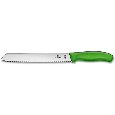 Obrázek Victorinox, Swiss Classic, profesionální nůž na chléb, extra ostrá čepel, vlnitý brus, 21 cm, robustní plastová rukojeť, nerezová ocel, zelený
