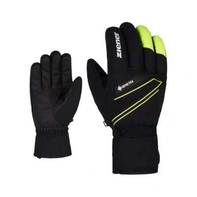 Obrázek Ziener Pánské lyžařské rukavice Gunar / zimní sport vodotěsné prodyšné teplé Gore Tex, black.poison yellow, 10
