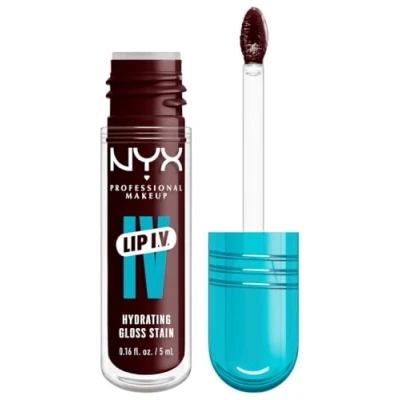 Obrázek NYX Professional Makeup Hydratační lesk na rty a rty, až 12 hodin péče, Lip IV Hydrating Gloss Stain, Barva: Water &#039;Bout Wine?