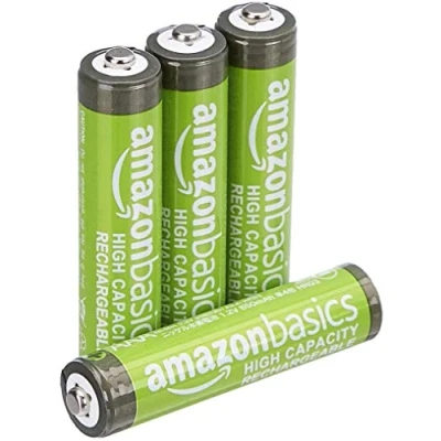 Obrázek Amazon Basics AAA baterie s vysokou kapacitou, 850 mAh, nabíjecí, přednabité, NiMh, 4 kusy