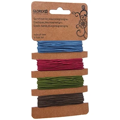 Obrázek GLOREX 6 7035 391 gumové pásky, 4 x 3 m Ø 1 mm modrá/růžová/zelená/šedá, vícebarevná, jedna velikost
