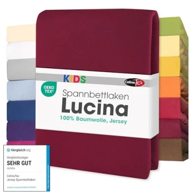 Obrázek dětské napínací prostěradlo CelinaTex, bavlněný žerzej mnoho barev samostatně nebo v sadě na matrace 60 x 120 až 70 140 cm Lucina Minis, Bordó, 60x120 70x140