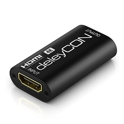 Obrázek deleyCON HDMI Repeater Signal zesilovač 1080p až 35 m 4K 18 HDCP 3D zdířka k zdířce černý
