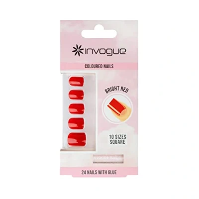 Obrázek Invogue Quadratische Form 24 Nägel, Strahlendes Rot, 25 g