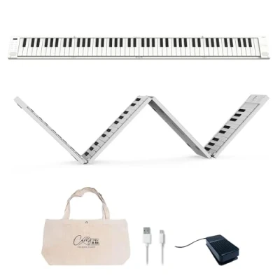 Obrázek Blackstar Zusammenklappbares, Tragbares Klavier von 88 Tasten mit eingebautem USB Akku und MIDI über 128 Klänge Klaviertastatur 1,6kg, 33cm, BA203010