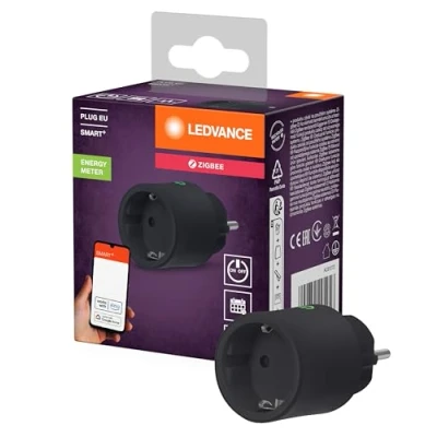 Obrázek LEDVANCE Chytrá zásuvka Smart pro interiér s technologií ZigBee, váže konvenční přístroje do Home, měří a šetří spotřebu energie, kompatibilní Alexou nebo Google, černá, balení 1 ks