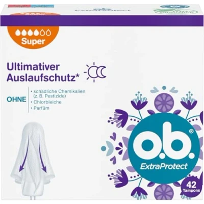 Obrázek o.b. ExtraProtect Super, tampony pro silné dny s technologií Dynamic Fit a extra ochrannými křídly, maximální ochranu proti vytečení* (1 x 42 kusů)