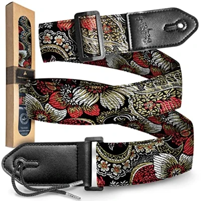 Obrázek Belfort® popruh na kytaru elektrickou kytaru, akustickou westernovou e bass a ukulele pásek pro dospělé děti kytara s kůží z mikrovlákna + kniha