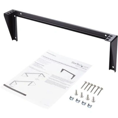 Obrázek StarTech.com 1HE nástěnný držák pro patch panel 19 palců ocel vertikální montážní sítě a datová zařízení černý (RK119WALLV)