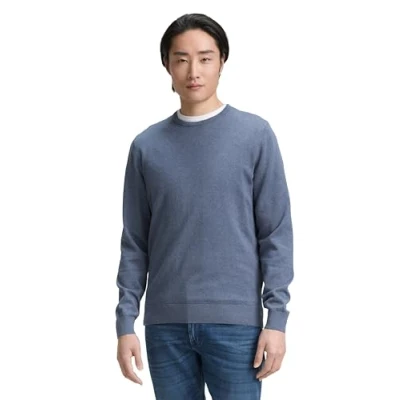 Obrázek TOM TAILOR Pánský pletený svetr Basic s Crewneck, 18964 Vintage Indigo Blue Melange