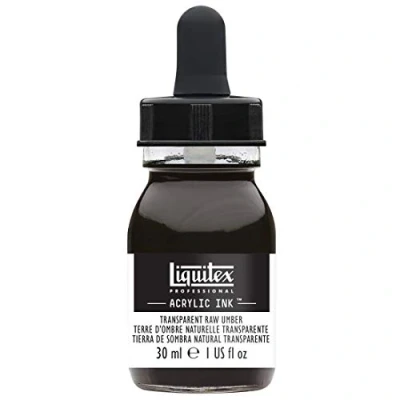 Obrázek Liquitex 4260333 Ink Professional tekuté akrylové barvy, tuž, 30 ml, vysoce pigmentovaná airbrush barva, vypálená Umbra