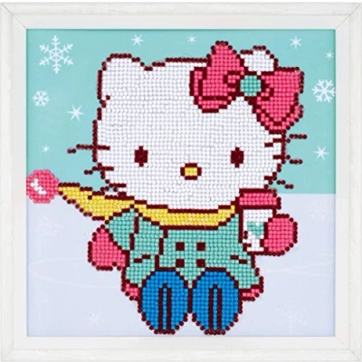 Obrázek Vervaco PN 0175610 Hello Kitty im Schnee Diamanten Malerei, Acrylic, mehrfarbig, ca. 22 x cm