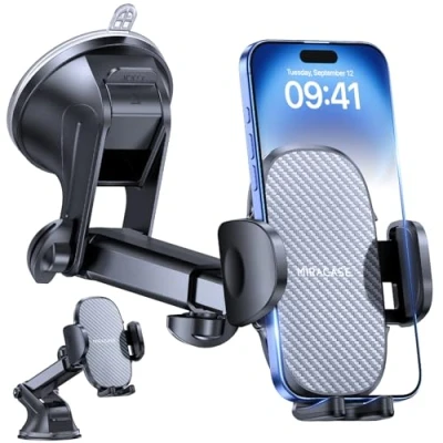 Obrázek Miracase držák na mobil do auta [vylepšená přísavka] otočný o 360, přístrojová deska čelní sklo auto mobilní telefon pro iPhone Galaxy Všechny smartphony