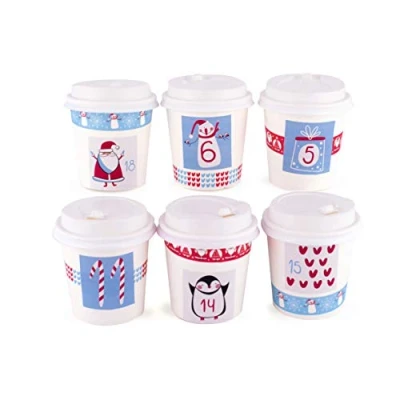 Obrázek Adventní kalendář k naplnění košíčků Blue 24 dárkových boxů Pohárek Vánoce, Vánoční DIY Sada pro kutily včetně nálepek adventních čísel a doplňků od pajoma