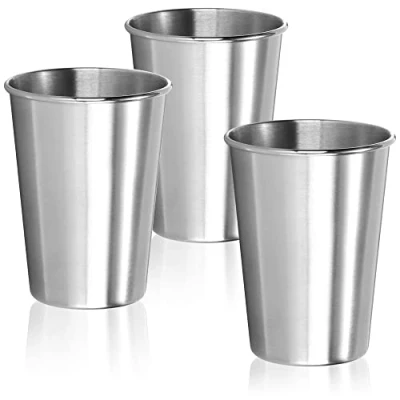 Obrázek com four® 3X pohárek na pití z ušlechtilé oceli lehký hrnek 304 kempinkový 300 ml cestovní odolný proti rozbití a bez BPA (300 ml)