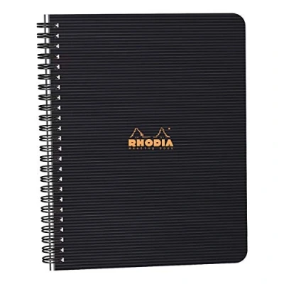 Obrázek Rhodia 119941C Meetingbook zápisník (s dvojitou spirálovou vazbou, 5 rejstřík, potištěný, linkovaný, s možností přemístění, DIN A5, 14,8 x 21 cm, 90 g, 80 listů) 1 kus černý