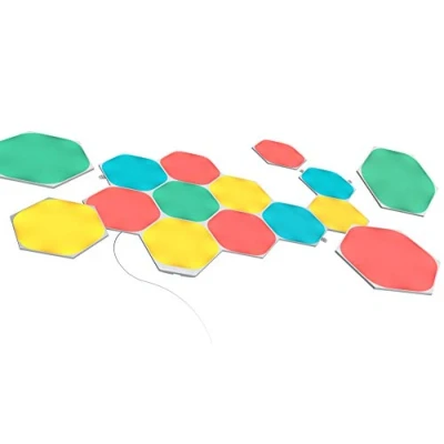 Obrázek Nanoleaf Shapes Hexagon Starter Kit, 15 Smarten LED Panels RGBW Modulare WLAN 16 Mio. Farben Wandleuchte Innen, Musik &amp; Bildschirm Sync, Funktioniert mit Alexa Google Apple, für Deko Gaming