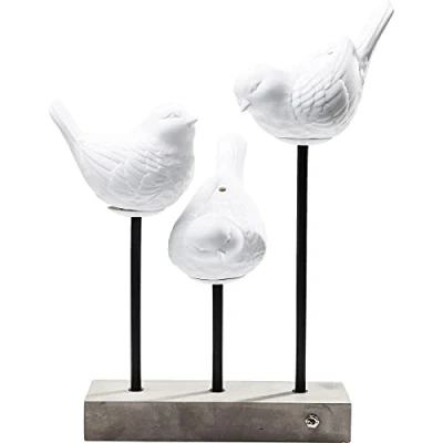 Obrázek Kare Designová stolní lampa Animal Birds LED bílá, lampa, motiv ptáka, porcelánový deštník, betonová noha, na psací stůl, dětská dekorační svítidlo, do obývacího pokoje, ložnice, 52