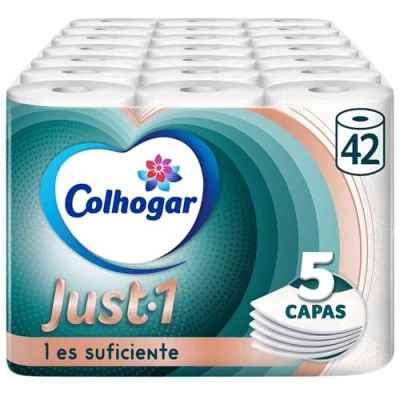 Obrázek Colhogar Just 1 x 42 Toilettenpapier, extra saugfähig, Packung mit 6 Rollen, 5 lagiges ultraweich für maximalen Komfort, Weiß (7 6)