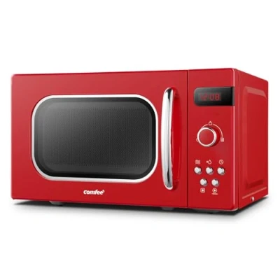 Obrázek Comfee Retro mikrovlnná trouba CMSRO 20 di rd s 8 automatickými menu, 5 úrovní výkonu, tlačítko pro rychlé vaření, l, 800 W, vášnivě červená
