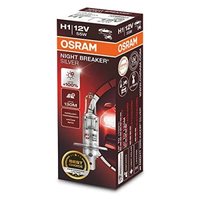 Obrázek Osram Night Breaker Silver H1, + o 100% více jasu, halogenová žárovka do světlometu, 64150NBS, 12V osobní, skládací krabice (1 žárovka)