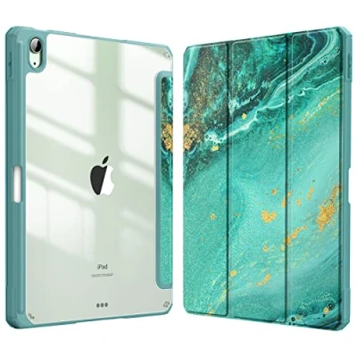Obrázek Fintie Hybridní pouzdro pro iPad Air 11 palců (M2) 2024, 5./4. Generace 2022/2020 10. 9 s držákem na pero ochranné odolné proti nárazu průhledným tvrdým obalem zadní