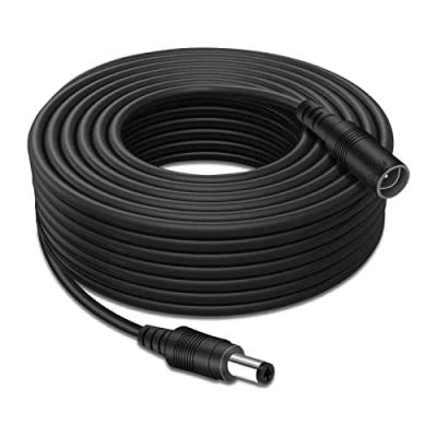 Obrázek Tonton 5metrový proud prodlužovací kabel připojovací DC 5,5 mm x 2,1 DC/DC 15ft spojovací rozdělovač mužský k ženě pro síťový zdroj/monitorovací kameru atd. 5 m (černý)