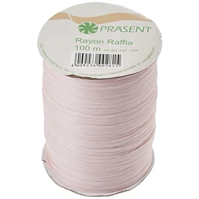 Obrázek PRÄSENT Rayon Raffia lýková stuha světle růžová, 100 m dekorační k zabalení dárků, zdobení a tvoření slavnostních dekorací, pro zvláštní příležitosti