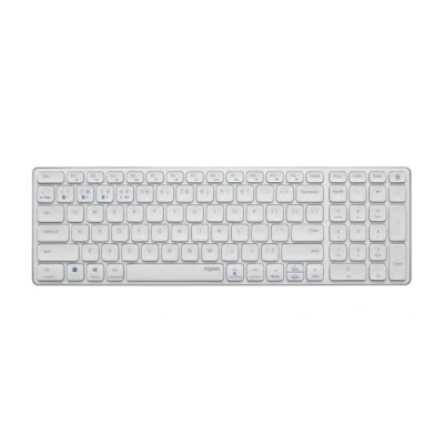 Obrázek Rapoo Bezdrátová klávesnice E9700M, plochý hliníkový design, ekologická dobíjecí baterie, rozložení DE, QWERTZ PC a Mac bílá