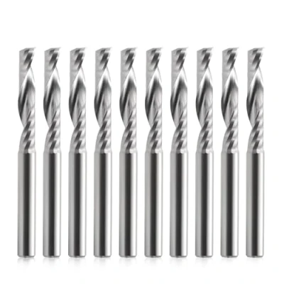 Obrázek EU_HOZLY 4 mm x 22 stříbrný kov CNC router bity Single flétna nářadí bezprašné balení 10