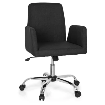 Obrázek hjh OFFICE 723032 Living židle Flow látka černá kancelářská otočné křeslo polstrované s kolečky a funkcí kolébky, výškově nastavitelná
