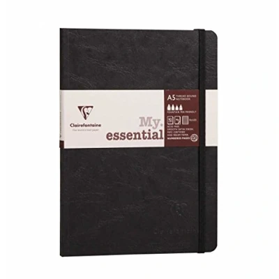 Obrázek Clairefontaine 793461C zápisník AgeBag My Essentials, DIN A5, 14,8 x 21 cm, 96 listů, linkovaný, číslovaný, 90 g, 1 kus, černý