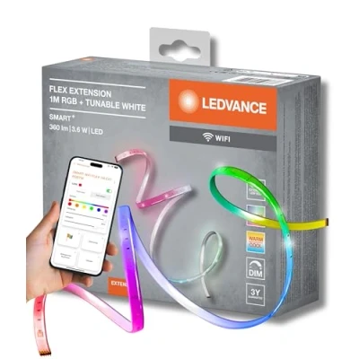Obrázek LEDVANCE Chytrý LED světelný pásek s Wi Fi technologií pro interiér, rozšíření o 1 metr, měnitelná barva světla (27006500 K), RGB barvy, stupeň krytí IP20, Smart + FLEX MULTICOLOR