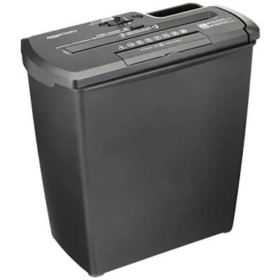 Obrázek AmazonBasics skartovač dokumentů, 8 listů, ořezávání pásů, CD
