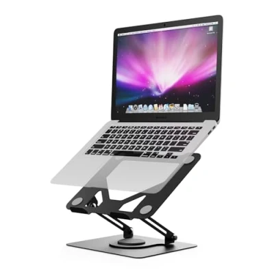 Obrázek GRIFEMA Laptop Ständer mit 360 Drehbarer Basis, Höhenverstellbar, Belüfteter, Faltbarer Stand Kompatibel Den Meisten Laptops von 10 17 Zoll, Schwarz