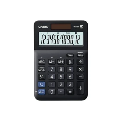 Obrázek Casio Stolní kalkulačka MS 20F, 12místná, výpočet daně, převod měny, změna znaménka, solární/provoz na baterie