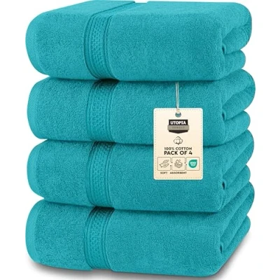 Obrázek Utopia Towels 4dílná sada osušek Premium 100% prstencově předená bavlna 69 x 137 cm ručníky, velmi savé, měkký pocit osušky (tyrkysové)