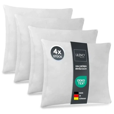 Obrázek LILENO HOME 4dílná sada výplní polštáře 45 x cm 40 C pratelný vnitřní polštář vhodný pro alergiky Polyesterový povlak na jako gauč, pohovku koktejlový a