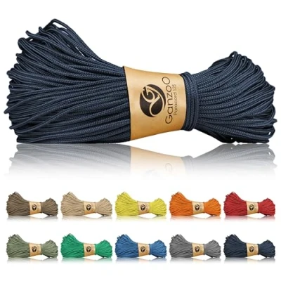 Obrázek Ganzoo Paracord 125 lano 1 mm šňůra, nylon &amp; polyester, univerzální na náramek, psí obojek, vodítko pro psy a knoflíky, taching, kempování přežití, námořnická modrá