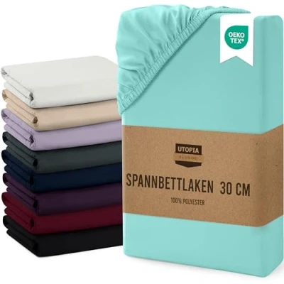 Obrázek Utopia Bedding napínací prostěradlo 160 x 200 cm až 30 Spa modrá z kartáčovaného mikrovlákna Oeko Tex Standard 100