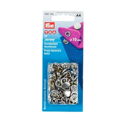Obrázek Prym 390 104 patentek bez šití náhradní balení MS pro 390120 gl. víčko stříbrné barvy 10 mm (20 kusů v balení)