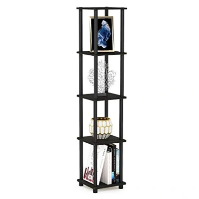 Obrázek Furinno Viereckiges Regal mit 5 Ebenen, Mehrzweckregal, holz, Espresso/Schwarz, 29.46 x 146.56 cm