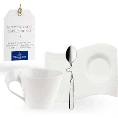 Obrázek Villeroy &amp; Boch Newwave Caffè sada šálků na cappuccino, vhodné do myčky nádobí, mikrovlnné trouby, šálky nádobí kávu, šálek, podšálek, lžíce, prémiový porcelán,