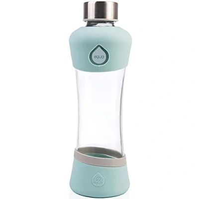 Obrázek EQUA Active Mint 0,55l Láhev na pití z borosilikátového skla designová sportovní 550 ml se silikonovým obalem vodu